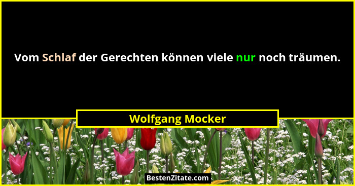 Vom Schlaf der Gerechten können viele nur noch träumen.... - Wolfgang Mocker