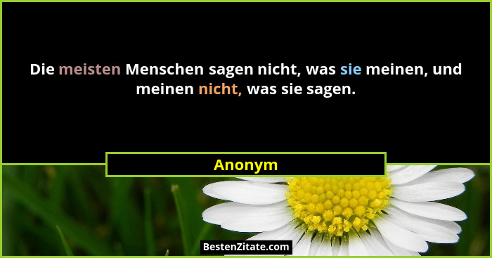 Die meisten Menschen sagen nicht, was sie meinen, und meinen nicht, was sie sagen.... - Anonym
