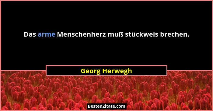 Das arme Menschenherz muß stückweis brechen.... - Georg Herwegh