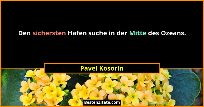 Den sichersten Hafen suche in der Mitte des Ozeans.... - Pavel Kosorin