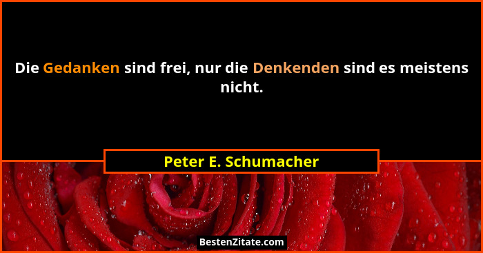 Die Gedanken sind frei, nur die Denkenden sind es meistens nicht.... - Peter E. Schumacher