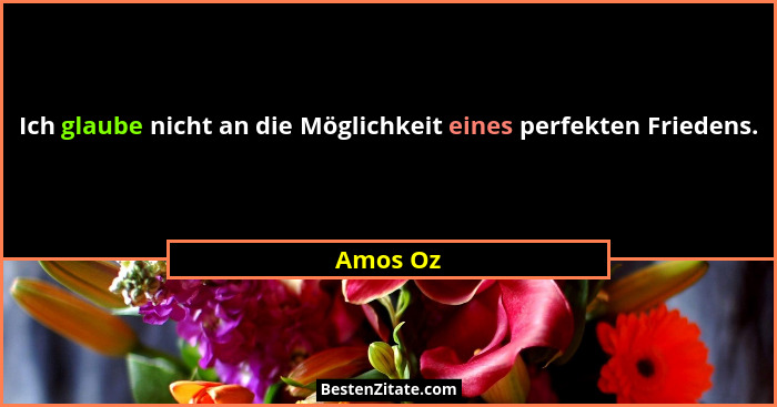 Ich glaube nicht an die Möglichkeit eines perfekten Friedens.... - Amos Oz
