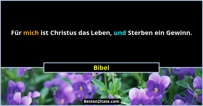 Für mich ist Christus das Leben, und Sterben ein Gewinn.... - Bibel