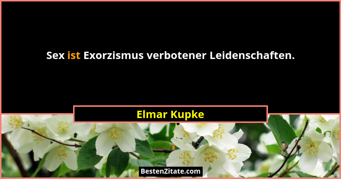 Sex ist Exorzismus verbotener Leidenschaften.... - Elmar Kupke