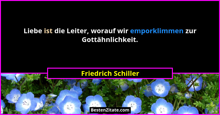 Liebe ist die Leiter, worauf wir emporklimmen zur Gottähnlichkeit.... - Friedrich Schiller