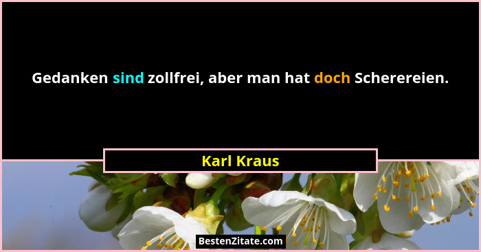Gedanken sind zollfrei, aber man hat doch Scherereien.... - Karl Kraus