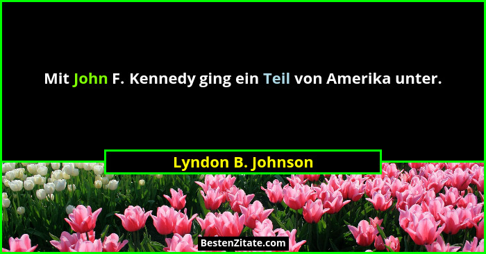 Mit John F. Kennedy ging ein Teil von Amerika unter.... - Lyndon B. Johnson