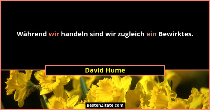 Während wir handeln sind wir zugleich ein Bewirktes.... - David Hume