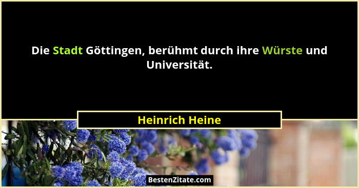 Die Stadt Göttingen, berühmt durch ihre Würste und Universität.... - Heinrich Heine
