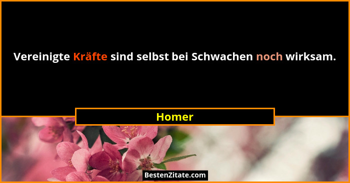 Vereinigte Kräfte sind selbst bei Schwachen noch wirksam.... - Homer