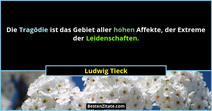 Die Tragödie ist das Gebiet aller hohen Affekte, der Extreme der Leidenschaften.... - Ludwig Tieck
