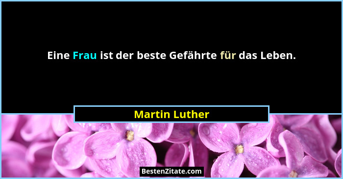 Eine Frau ist der beste Gefährte für das Leben.... - Martin Luther