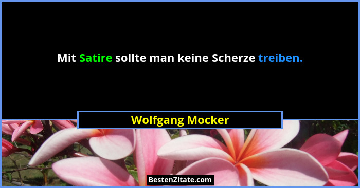 Mit Satire sollte man keine Scherze treiben.... - Wolfgang Mocker
