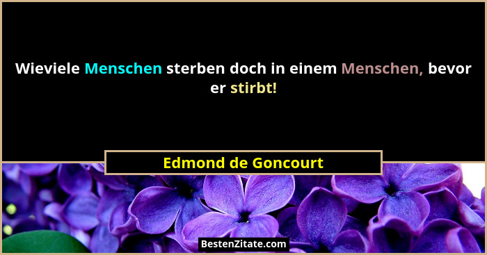 Wieviele Menschen sterben doch in einem Menschen, bevor er stirbt!... - Edmond de Goncourt