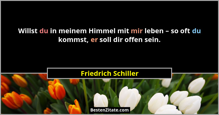 Willst du in meinem Himmel mit mir leben – so oft du kommst, er soll dir offen sein.... - Friedrich Schiller