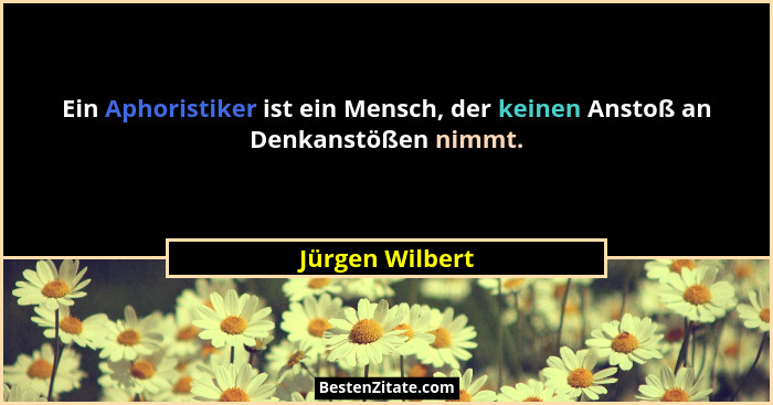 Ein Aphoristiker ist ein Mensch, der keinen Anstoß an Denkanstößen nimmt.... - Jürgen Wilbert