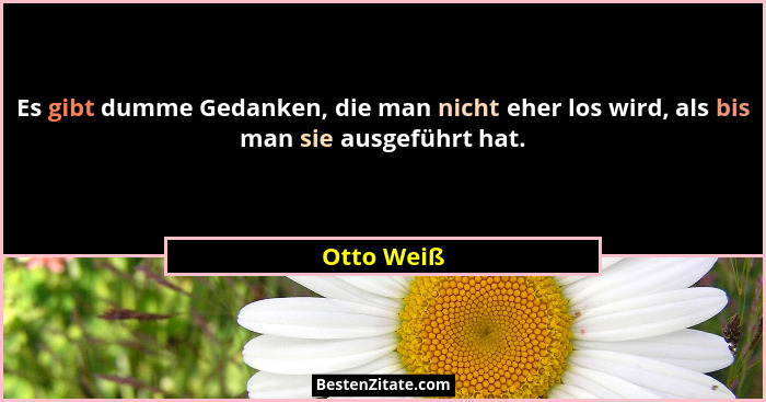 Es gibt dumme Gedanken, die man nicht eher los wird, als bis man sie ausgeführt hat.... - Otto Weiß