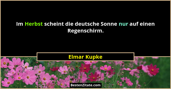 Im Herbst scheint die deutsche Sonne nur auf einen Regenschirm.... - Elmar Kupke