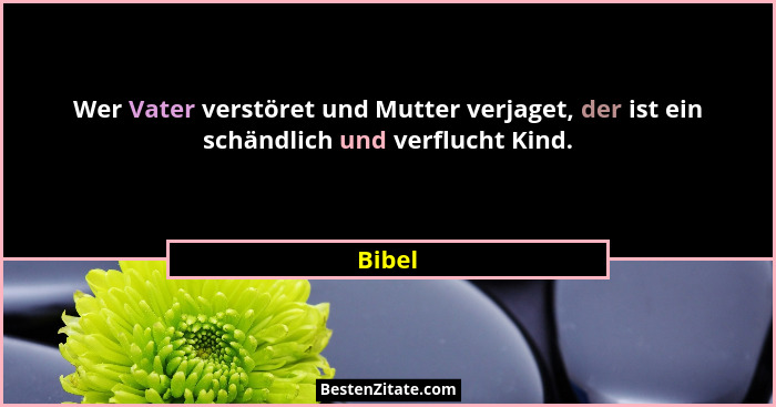 Wer Vater verstöret und Mutter verjaget, der ist ein schändlich und verflucht Kind.... - Bibel