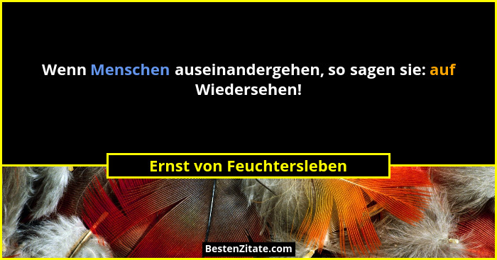 Wenn Menschen auseinandergehen, so sagen sie: auf Wiedersehen!... - Ernst von Feuchtersleben