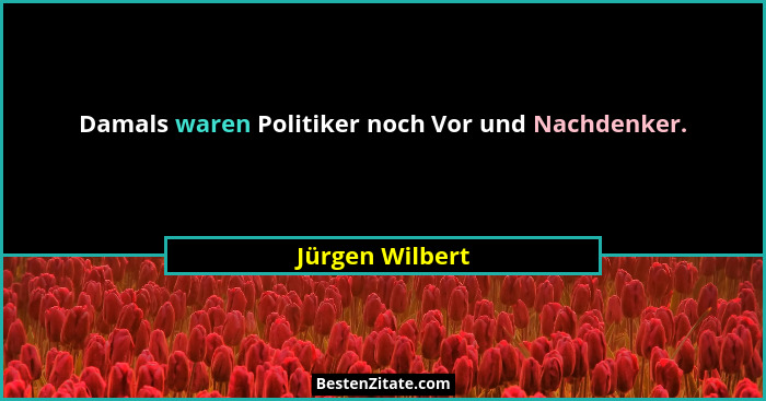 Damals waren Politiker noch Vor und Nachdenker.... - Jürgen Wilbert
