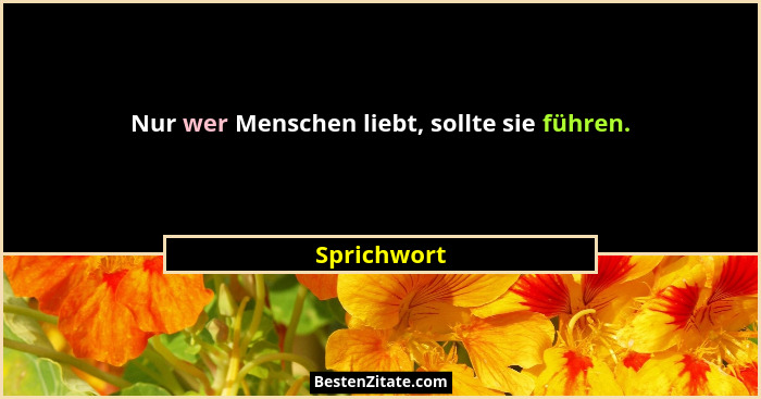 Nur wer Menschen liebt, sollte sie führen.... - Sprichwort