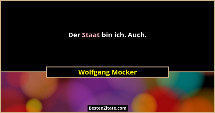 Der Staat bin ich. Auch.... - Wolfgang Mocker