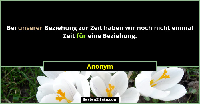 Bei unserer Beziehung zur Zeit haben wir noch nicht einmal Zeit für eine Beziehung.... - Anonym