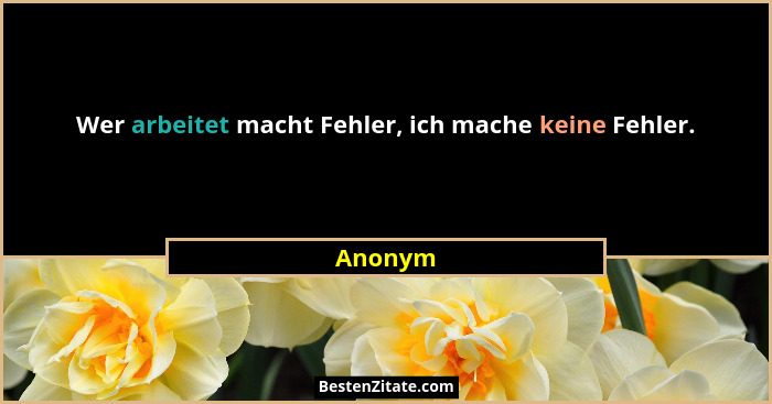 Wer arbeitet macht Fehler, ich mache keine Fehler.... - Anonym