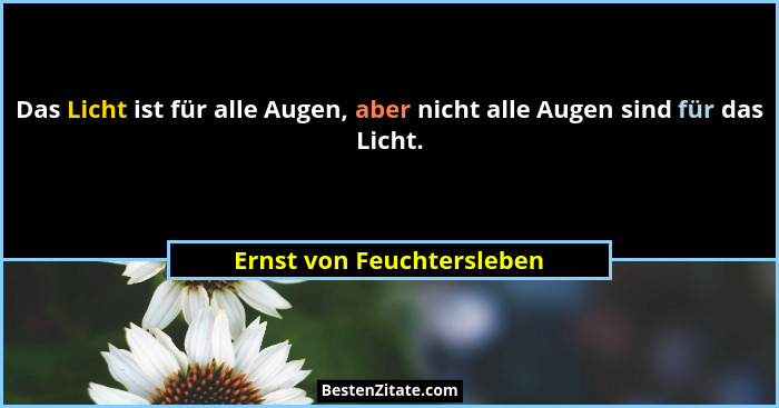 Das Licht ist für alle Augen, aber nicht alle Augen sind für das Licht.... - Ernst von Feuchtersleben