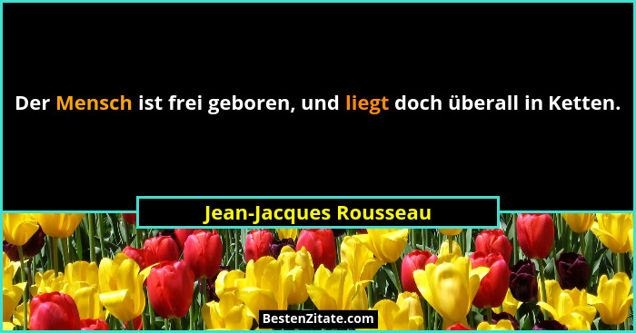 Der Mensch ist frei geboren, und liegt doch überall in Ketten.... - Jean-Jacques Rousseau