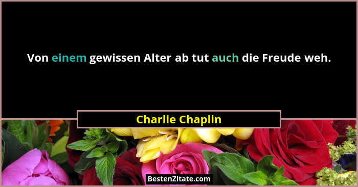 Von einem gewissen Alter ab tut auch die Freude weh.... - Charlie Chaplin
