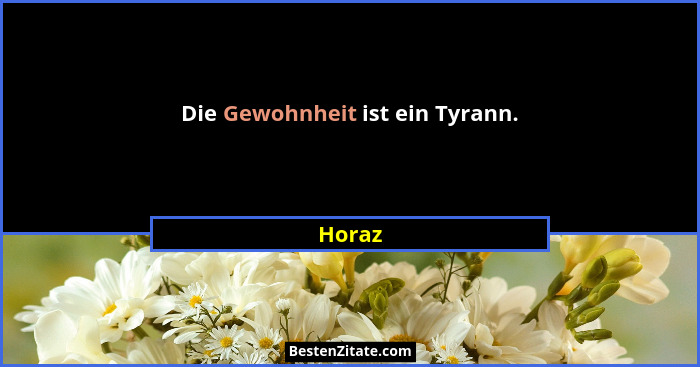 Die Gewohnheit ist ein Tyrann.... - Horaz