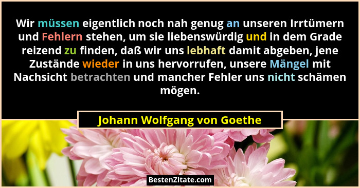 Wir müssen eigentlich noch nah genug an unseren Irrtümern und Fehlern stehen, um sie liebenswürdig und in dem Grade reize... - Johann Wolfgang von Goethe