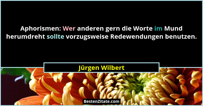 Aphorismen: Wer anderen gern die Worte im Mund herumdreht sollte vorzugsweise Redewendungen benutzen.... - Jürgen Wilbert