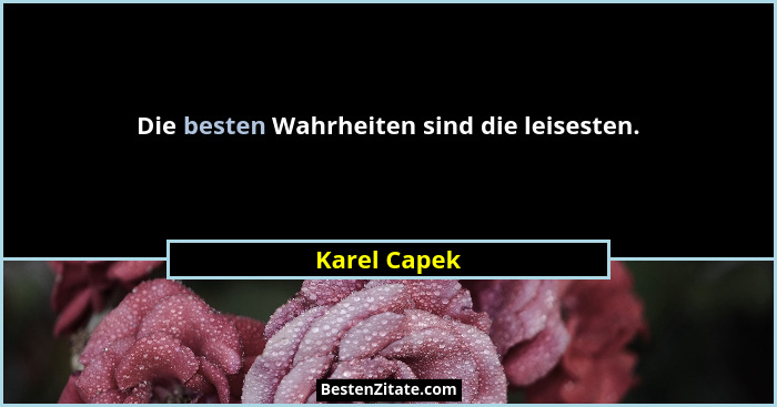 Die besten Wahrheiten sind die leisesten.... - Karel Capek