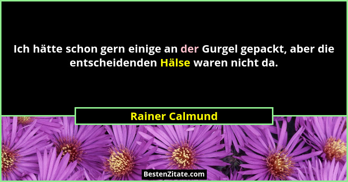 Ich hätte schon gern einige an der Gurgel gepackt, aber die entscheidenden Hälse waren nicht da.... - Rainer Calmund