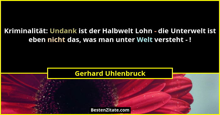 Kriminalität: Undank ist der Halbwelt Lohn - die Unterwelt ist eben nicht das, was man unter Welt versteht - !... - Gerhard Uhlenbruck