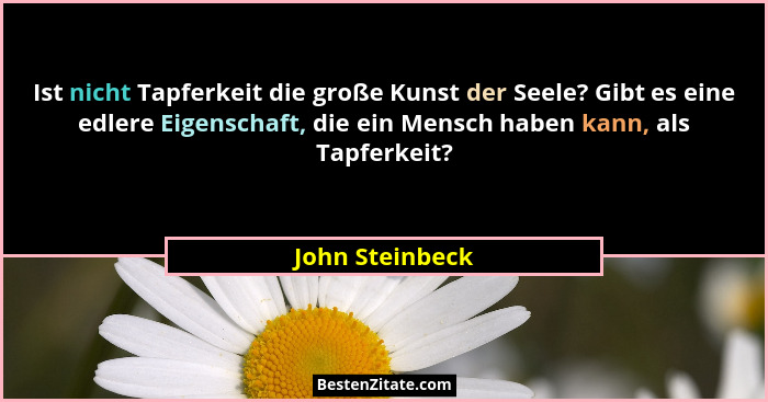 Ist nicht Tapferkeit die große Kunst der Seele? Gibt es eine edlere Eigenschaft, die ein Mensch haben kann, als Tapferkeit?... - John Steinbeck