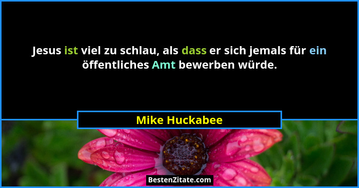 Jesus ist viel zu schlau, als dass er sich jemals für ein öffentliches Amt bewerben würde.... - Mike Huckabee