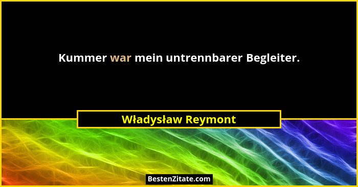 Kummer war mein untrennbarer Begleiter.... - Władysław Reymont