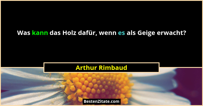 Was kann das Holz dafür, wenn es als Geige erwacht?... - Arthur Rimbaud