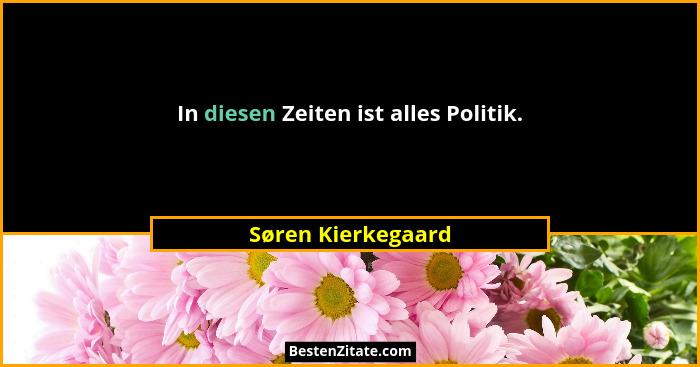 In diesen Zeiten ist alles Politik.... - Søren Kierkegaard