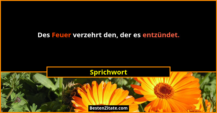 Des Feuer verzehrt den, der es entzündet.... - Sprichwort