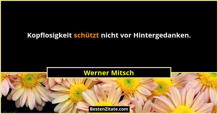 Kopflosigkeit schützt nicht vor Hintergedanken.... - Werner Mitsch