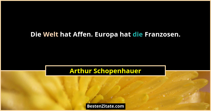 Die Welt hat Affen. Europa hat die Franzosen.... - Arthur Schopenhauer