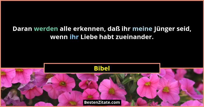 Daran werden alle erkennen, daß ihr meine Jünger seid, wenn ihr Liebe habt zueinander.... - Bibel