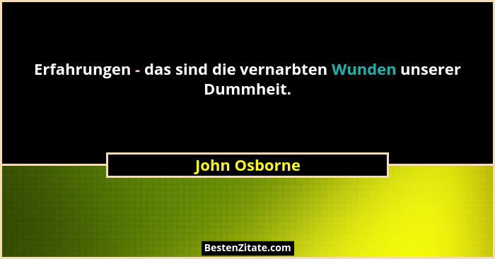 Erfahrungen - das sind die vernarbten Wunden unserer Dummheit.... - John Osborne