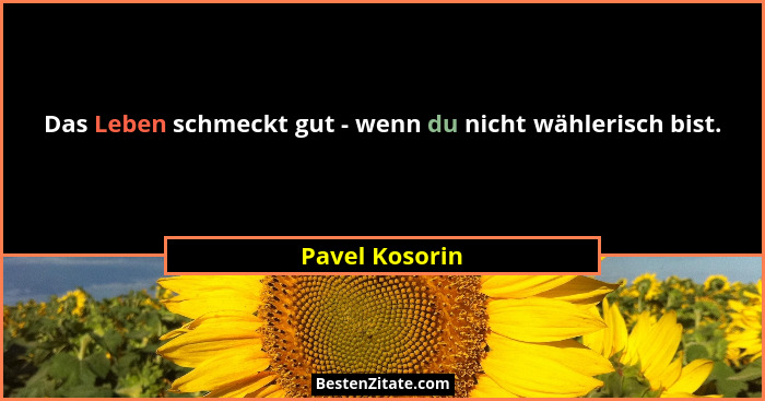 Das Leben schmeckt gut - wenn du nicht wählerisch bist.... - Pavel Kosorin