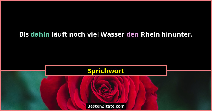 Bis dahin läuft noch viel Wasser den Rhein hinunter.... - Sprichwort